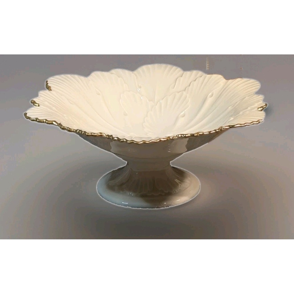 Lenox Arbor Collection Footed Pedestal Candy Dish 24k Accent USA 6 1/2 Inches